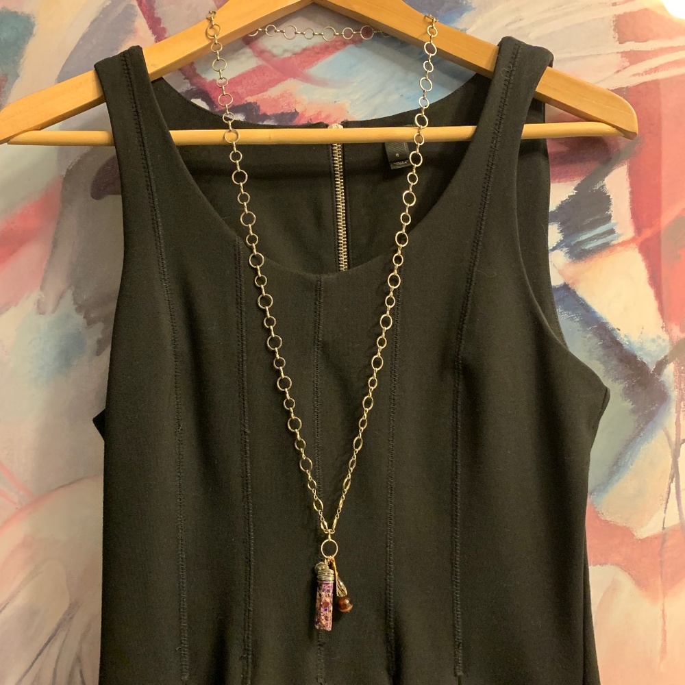 Gemstone Metal Long Necklace Live Inspired Charm